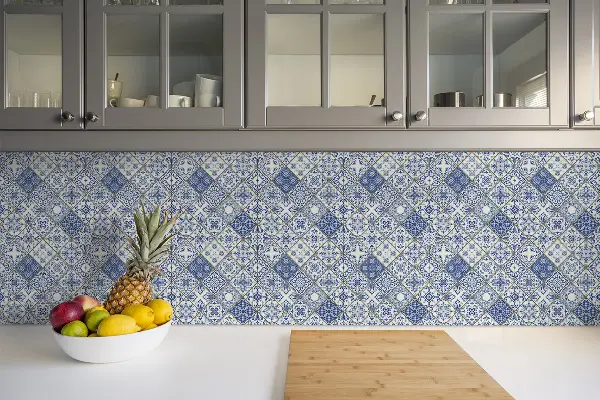 Azulejos vinílicos Patrón azul portugués